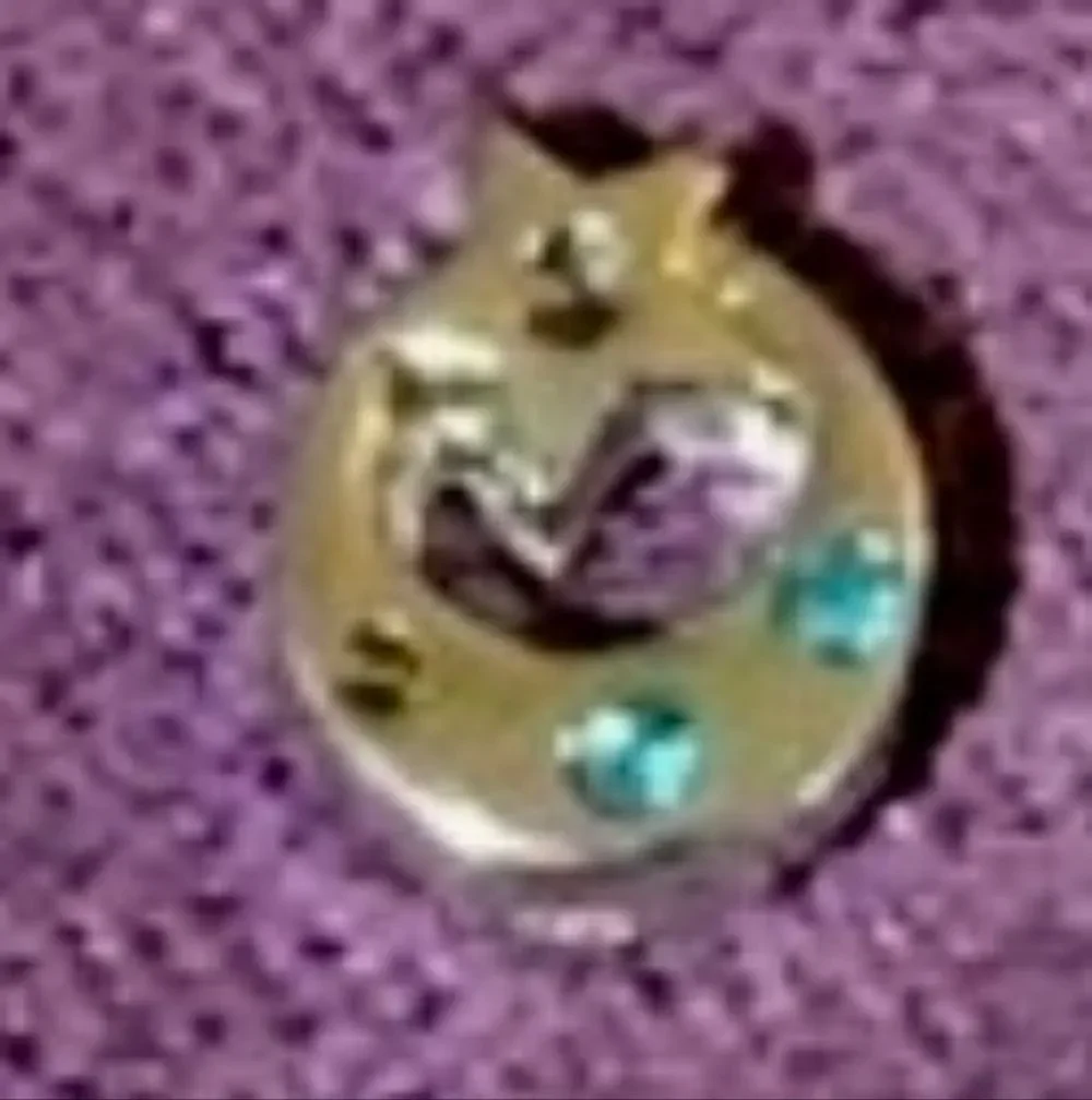 Silver-tone Moon And Star Charm with Blue Gem Accents For Floating Lockets